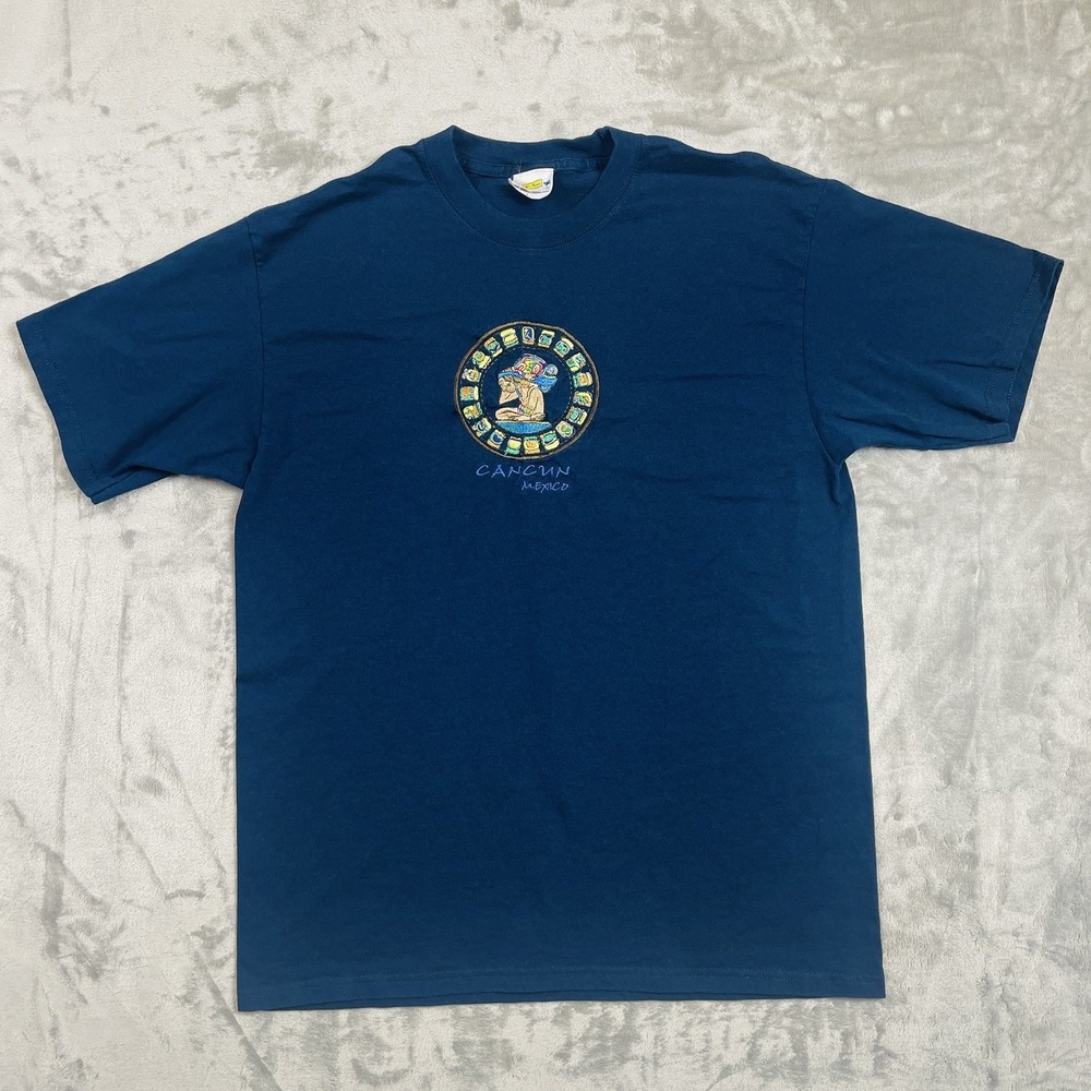 Cancun Riviera Maya Large T Shirt Souvenir Colorful Mexico Vacation Tee Travel